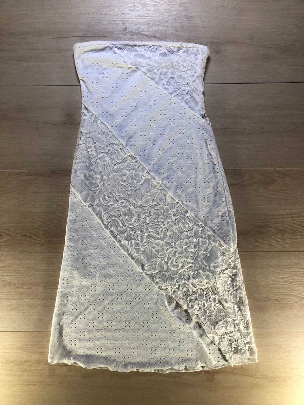 Altar'd State Lace Strapless Tube Midi Dress White Small [0026]